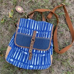Fossil satchel art paintbrush bag rare blue artist crossbody messenger
